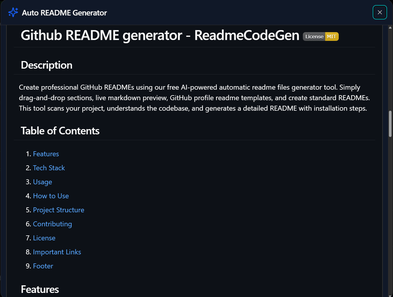 GitHub README Builder - Free AI-Powered Project Readme.md Generator Tool 2025