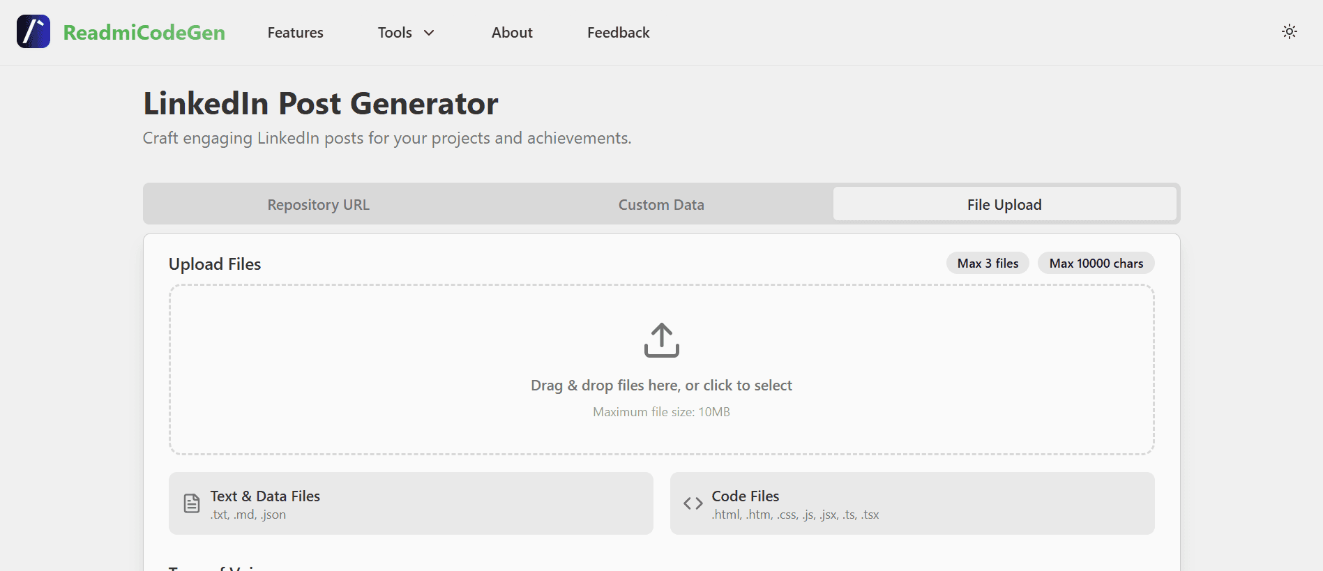 LinkedIn Post Generator Interface