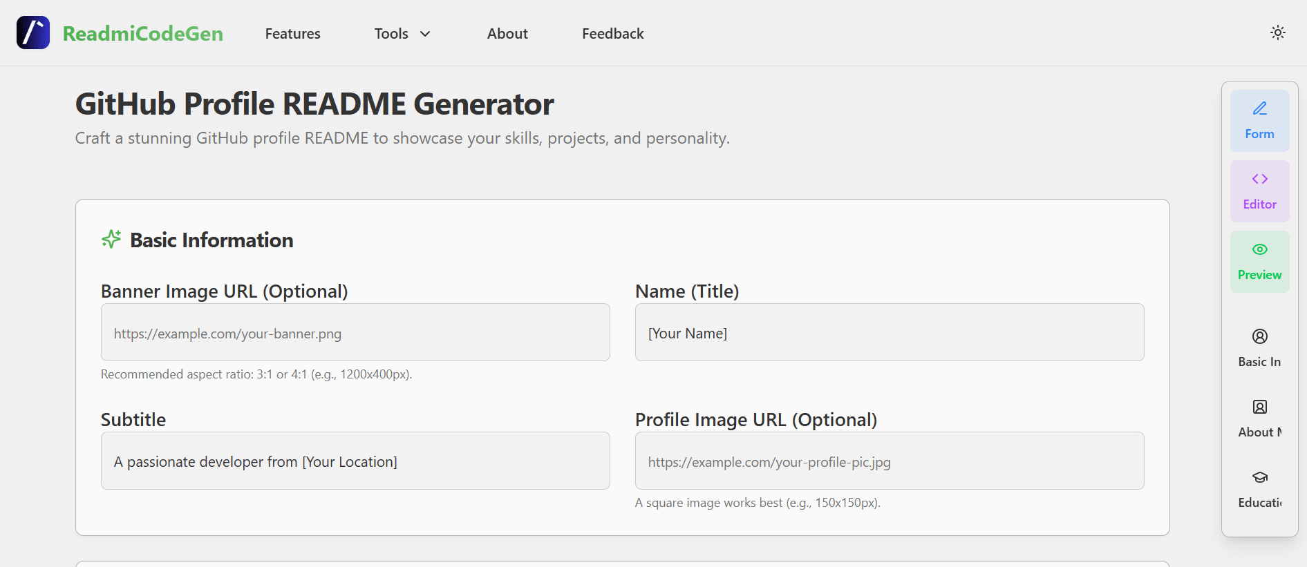 Custom GitHub Profile Generator screenshot